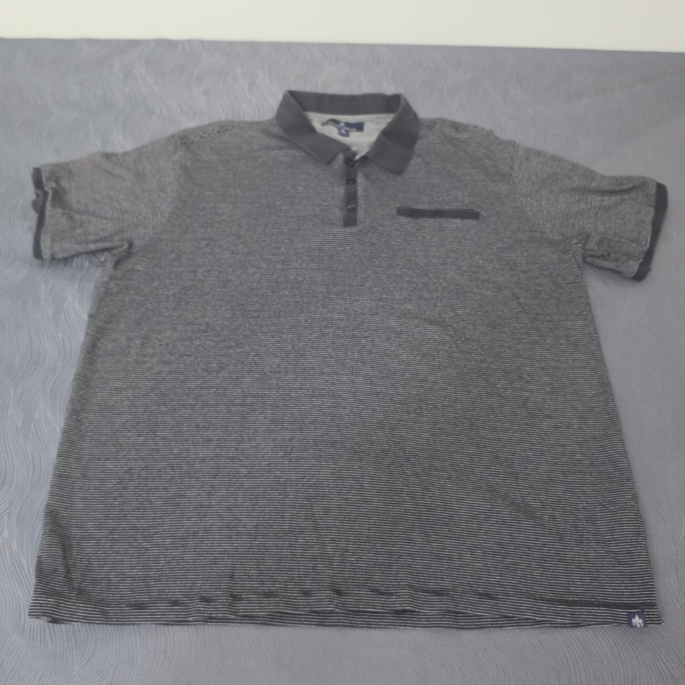 Rainforest Polo Shirt Mens XL‎ Gray Micro Stripe Short Sleeve Cotton Blend Gray